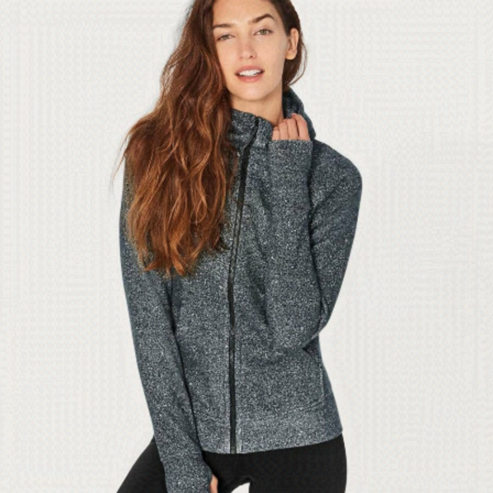 Lululemon Luminesce Splatter White Black Grey Zip-up Scuba Fleece Lined Hoodie